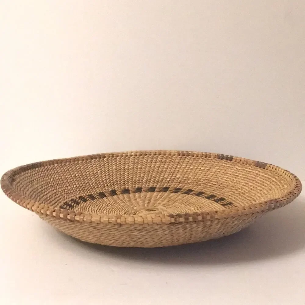 Handmade weaved basket Ghana centerpiece EUC